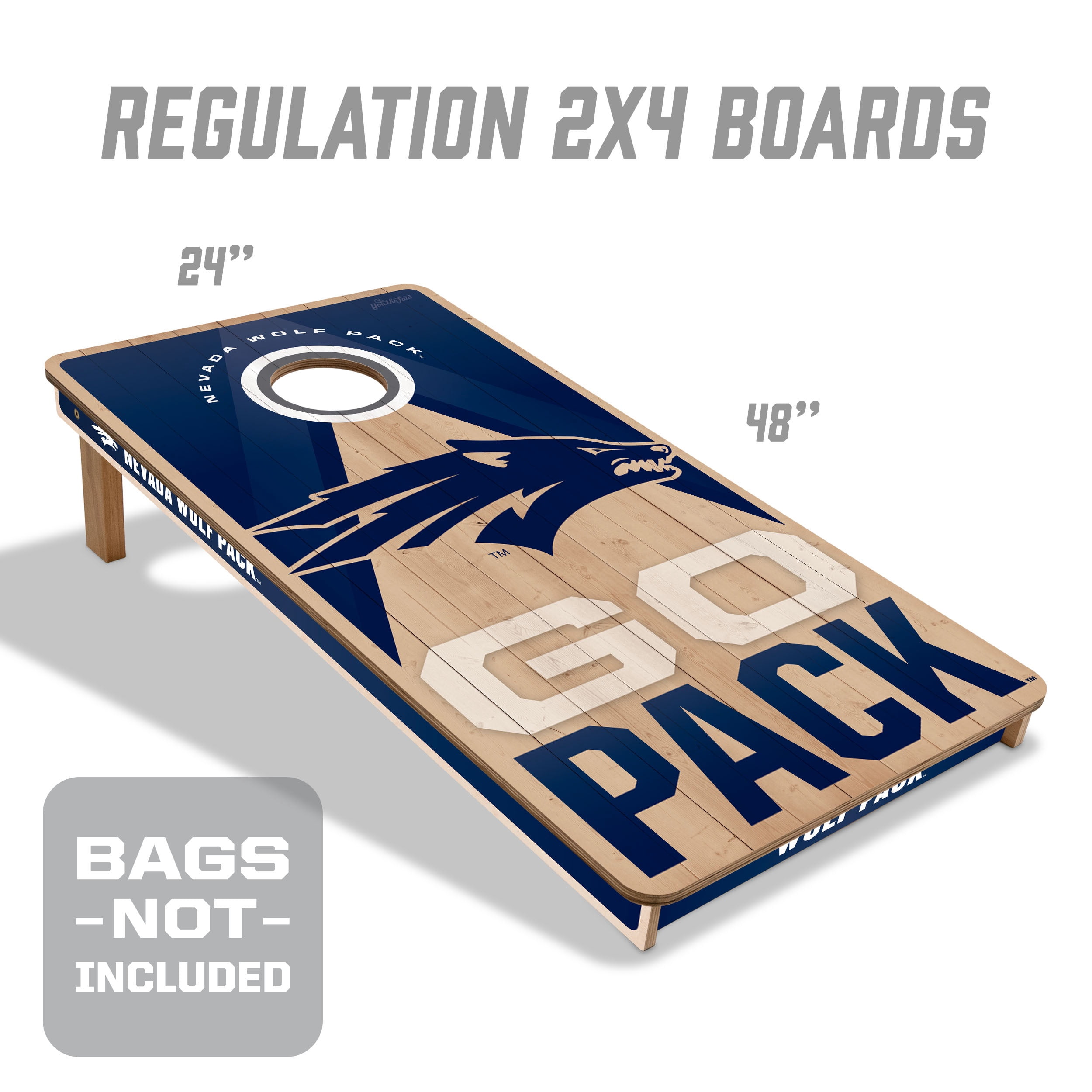 YouTheFan NCAA Nevada Wolf Pack 2X4 Slogan Series Cornhole NO BAGS