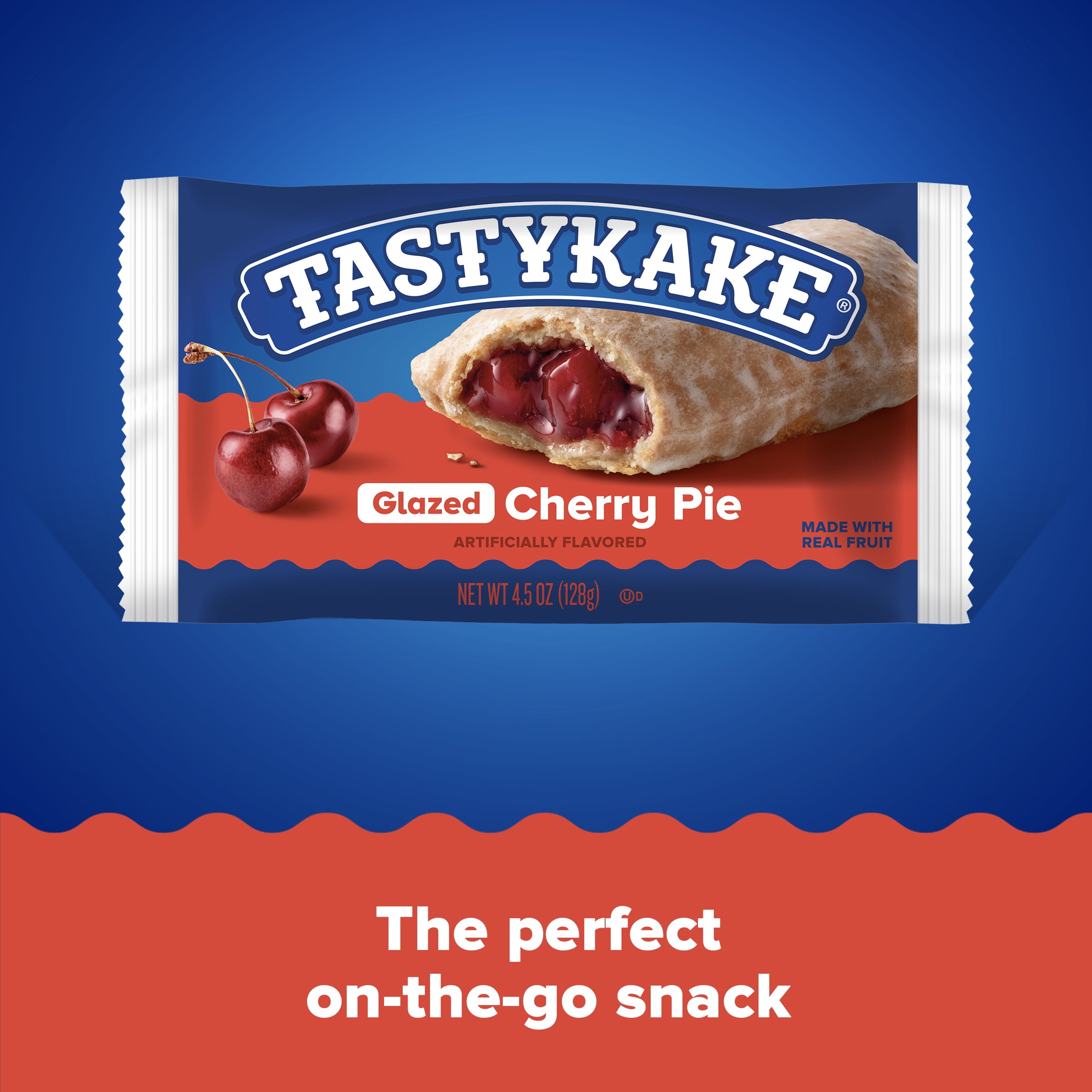 Tastykake Glazed Cherry Pie, Soft Glazed Topped Pie, 4.5 oz