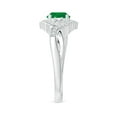 thumbnail image 3 of Angara Natural 0.75 Ct. Emerald with Diamond Vintage Inspired Ring in 14K White Gold for Women (Ring Size: 3), 3 of 10