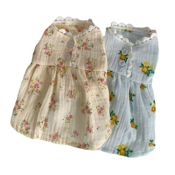 shenmeida Dog Dress Puppy Princess Floral Pattern Skirt Pet Apparel Clothes Doggie for Small Dogs Cats Spring Summer