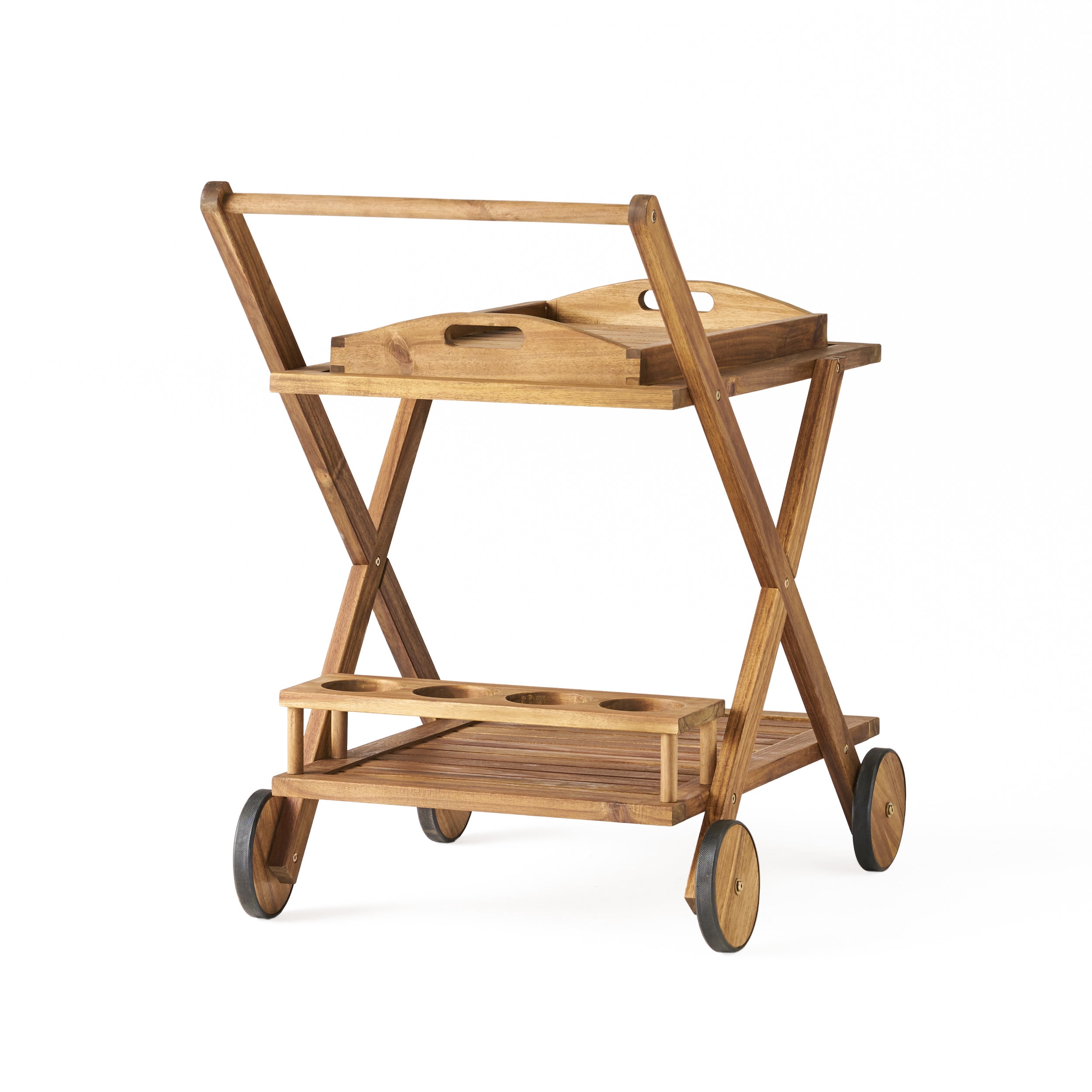 MAYEERTY 43.75" Modern WOOD METAL Portable BARCART Large Capacity Storage