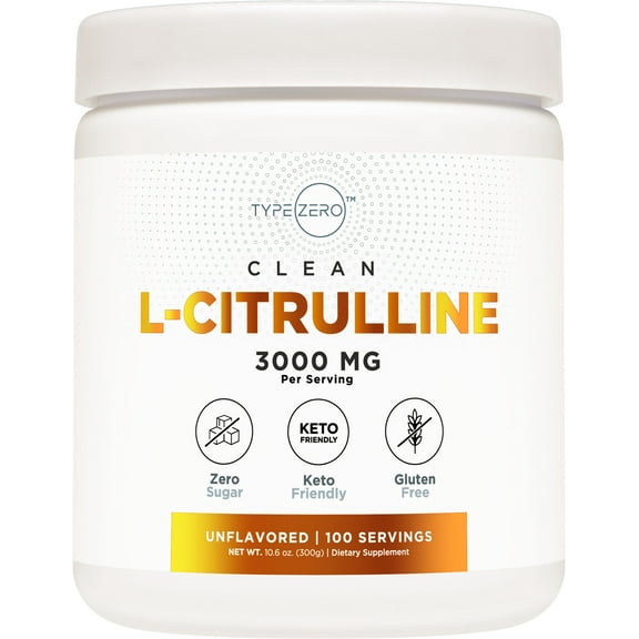 Type Zero Pure L-Citrulline Base Powder (No Malate) 300 Grams