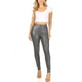 thumbnail image 4 of Moa Collection Women's Faux Leather Stretch Comfy Soild Fashion Leggings Pants, 4 of 5