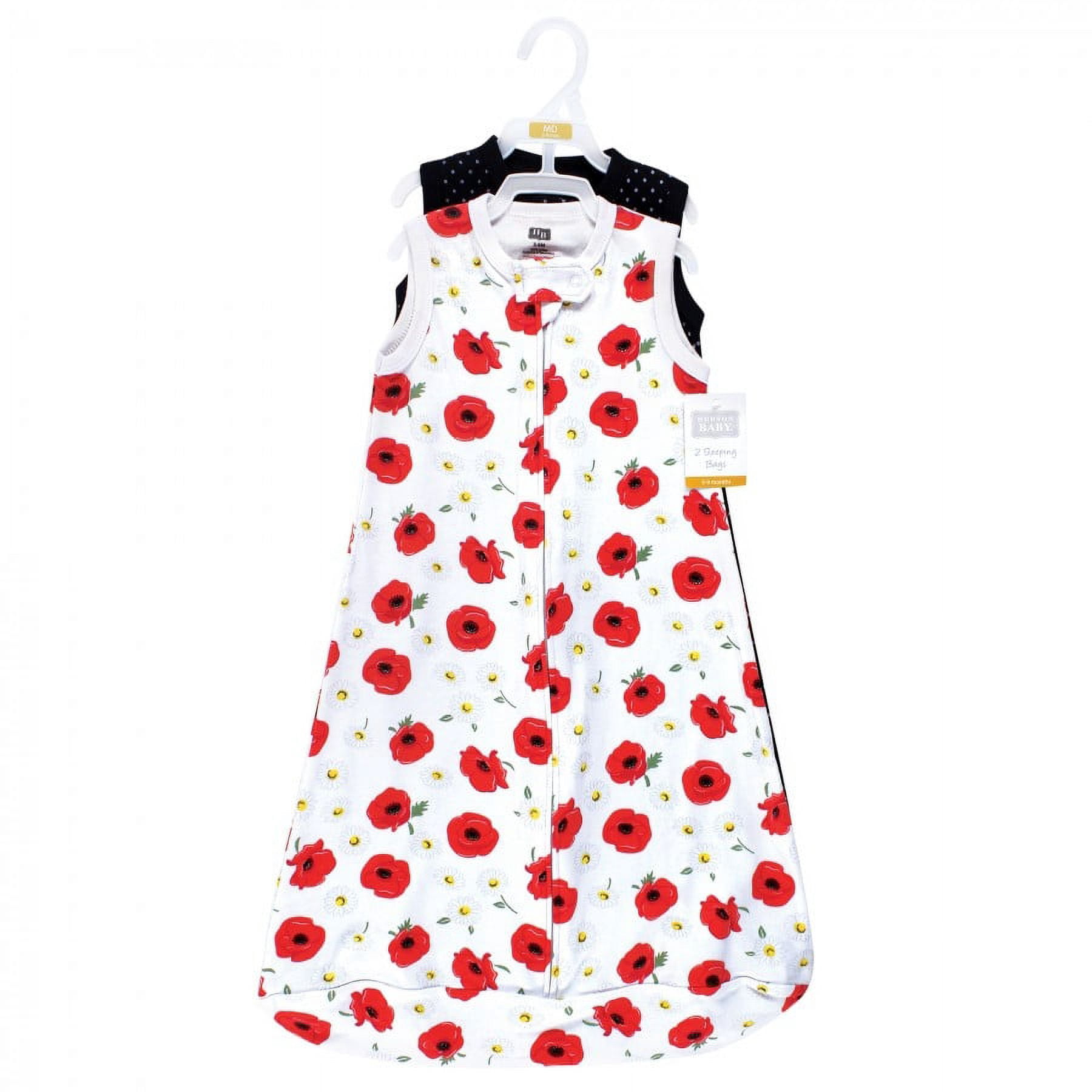 Hudson Baby Infant Girl Interlock Cotton Sleeveless Sleeping Bag, Poppy Daisy, 0-3 Months