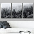thumbnail image 2 of wall26 - 3 Piece Framed Canvas Wall Art - Misty Forests of Evergreen Coniferous Trees in an Ethereal Landscape - Modern Home Art Stretched and Ready to Hang - 16"x24"x3 Black, 2 of 5