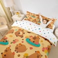 thumbnail image 2 of Erosebridal Kawaii Rodent Animal Capybara Duvet Cover Set,Cute Flowers Sweet Doughnut Bedding Full For Kids Reversible 3-Piece,No Comforter, 2 of 6