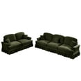 thumbnail image 6 of JERFIT 3-Piece Modular Sofa Set with Flared Arms, Removable Skirt & Spindle Legs, Plush Chenille Fabric, Green Living Room Couch & Loveseat, 6 of 10