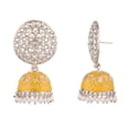 thumbnail image 5 of Efulgenz Indian Jhumka Earrings for Women Big Yellow Kundan Crystal Jhumka Faux Pearl Drop Dangle Earrings Bollywood Wedding Bridal Jewelry for Women, 5 of 5