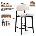thumbnail image 2 of Bar Stools with Back Sets of 2, LEGAHOME 26"Counter Height Bar Stool, Modern Farmhouse Upholstered Bar Stool Chairs Set of 2 with Curved Back & Black Metal Legs for 34"-39" Kitchen Island, 2 of 7