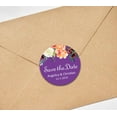 thumbnail image 3 of Darling Souvenir Round 45 Pcs Floral Save The Date Stickers Wedding Personalized Bride Groom Names And Date Envelope Seals - Violet, 3 of 4
