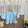 thumbnail image 4 of Kaemgyyd Toddler Baby Girls Cotton T Shirt Casual Loose Short Sleeve Flowy Top Summer Solid Ruffle Hem Basic Tees Plain Blouse, 4 of 6