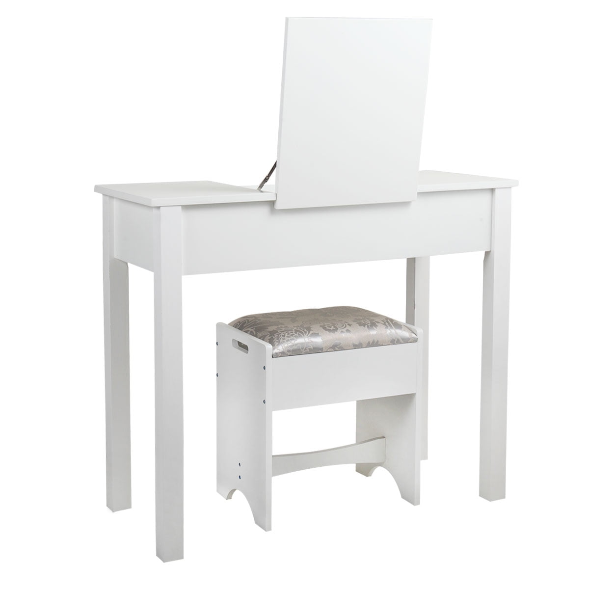 Resenkos Makeup Vanity with Flip Top Mirror, Small Computer Desk Home Office Desk for Writing Study Bedroom, White Resenkos Makeup Vanity with Flip Top Mirror, Small Computer Desk Home Office Desk for Writing Study Bedroom, White