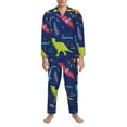 thumbnail image 4 of Kll Dinosaurs Adventure Sleepwear Mens Flannel Pajamas,Long Cotton Pj Set, 4 of 9