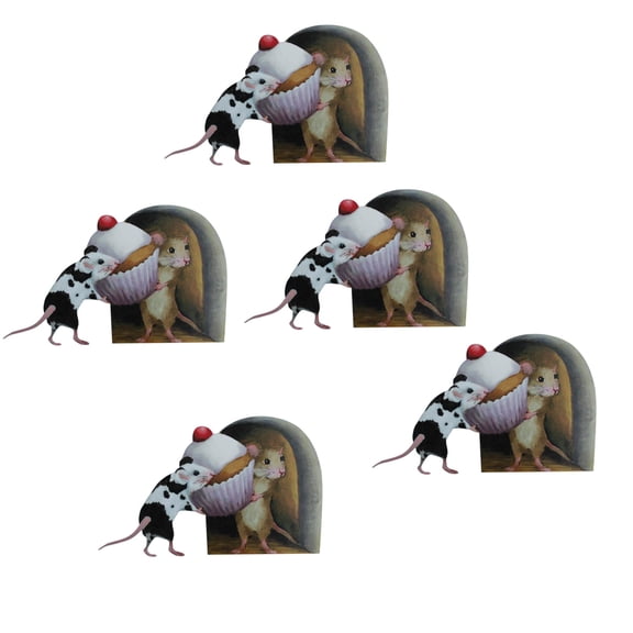 PATLOLLAV 5Pcs Mouse Wall Decal 3D Mouse Hole Stickers,Wall Coner Decoration Stiker,Mouse Hole Wall Sticker Mouse Hole Wall Sticker Decal for Baseboard Mouse Stickers for Walls