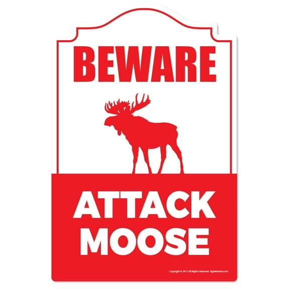 Attack Moose Novelty Sign | Indoor/Outdoor | Funny Home Décor for Garages, Living Rooms, Bedroom, Offices | SignMission personalized gift Wall Plaque Decoration