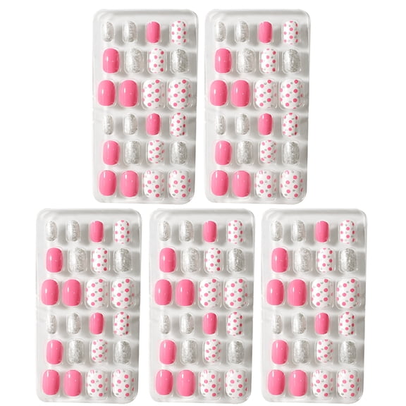 ACDANC 5 Pack Kids Press on Nails Children Fake Nails Artificial Nail Tips Girls Full Cover Short False Fingernails for Girls Kids Nail Decoration