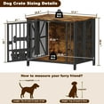 thumbnail image 6 of POAO 31.5" Assembly-Free Dog Crate Furniture for Small Dog, Foldable Dog Kennel Indoor with Tag & Adjustable Bowls, Dog Cage Use as End Table, Brown, 6 of 10
