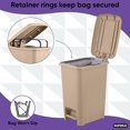 thumbnail image 3 of Superio 4 Gal Slim Step On Pedal Plastic Trash Can with Lid, Waste Bin for Under Desk, Office, Bedroom, Bathroom- 16 Qt (Beige-2 Pack), 3 of 5