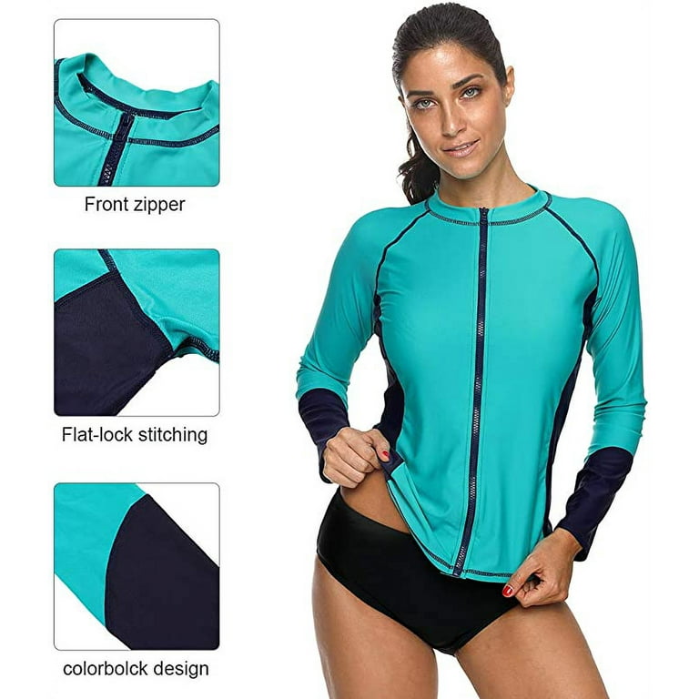 Charmo Women's Swim Colorblock Rashguard Short Sleeve Rash Guard Shirt Tops  