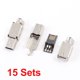 thumbnail image 2 of 15 Piezas Mini USB 5 Clavijas Ficha Macho Conector Soldar Adaptador De Enchufe w Funda, 2 of 2