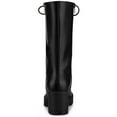 thumbnail image 2 of BLISSFUL STEP Women's Lace Up Platform Block Heel Mid Calf Combat Boots Black 8, 2 of 7