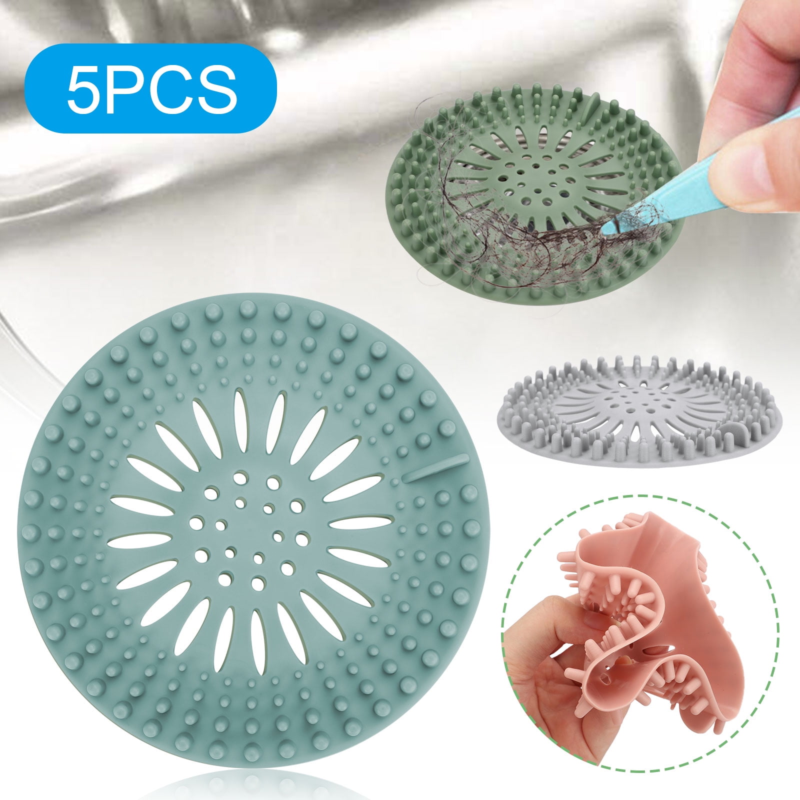 5Pcs Drain Hair Catcher Shower Drain Hair Trap Bathtub ...