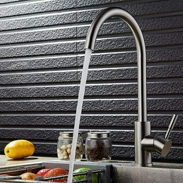 Chrome Kitchen Bar Sink Faucet Single Hole High Arc Hot/Cold Stainless Steel