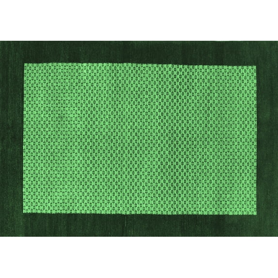Ahgly Company Machine Washable Indoor Rectangle Abstract Emerald Green Contemporary Area Rugs, 6' x 9'