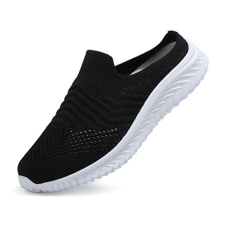 eczipvz Non Slip Shoes for Women Women s Slip on Flat Shoes Comfortable Knit Loafers Lightweight Nurse Walking Sneakers