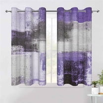 Dashan Abstract Purple Blackout Curtains for Bedroom Living Room，Rustic Grey Modern Grommet Window Drapes 42x63 Inch,2 Panels