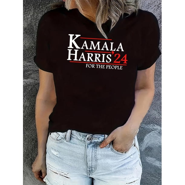 Camisetas De Manga Corta Para Mujer, Camisetas De Verano Para Deportes, Pesca, SenderismoElection Campaign '24 Presidential Supporter Tee - Polyester & Spandex Blend, Casual Crew Neck Short Sleeve S