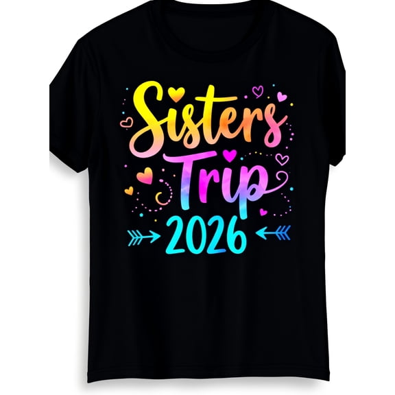 Sisters Trip 2026 Graphic Tee for Women, Cute Tie Dye Short Sleeve T-Shirt, Casual Crew Neck Top for Weekend Getaway Travel, Fun Vacation Matching Outfit for Best Friend Gift