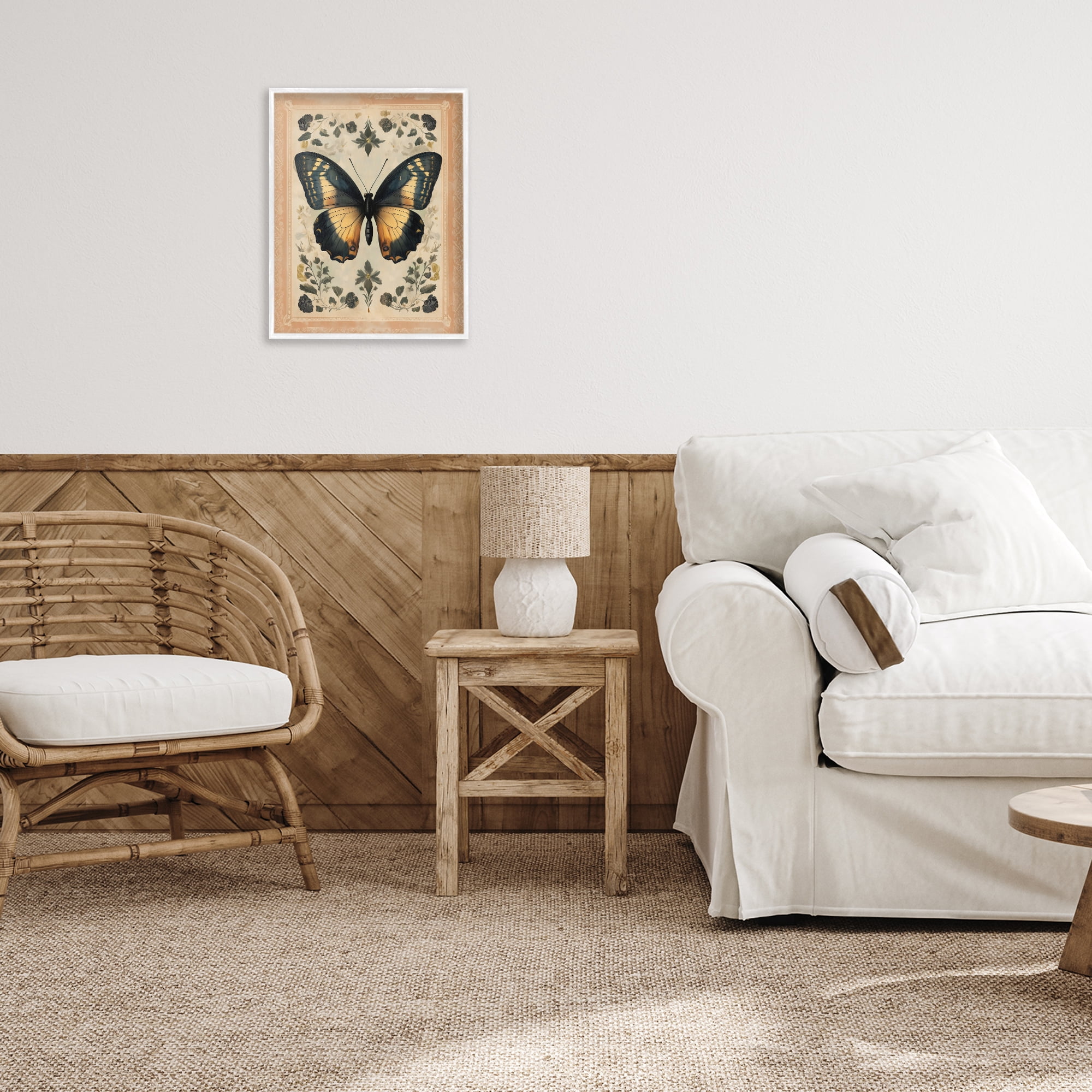 Stupell Industries Vintage Butterfly Botanical Illustration White Framed Giclee Art, design by Arlington Prints
