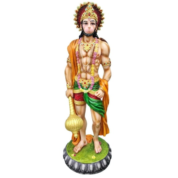 Sri Krishna Culture Large Hanuman Ji with Gada Murti/Idol/Statue-Multicoloured,Height-24 Inches,Material-Resin,