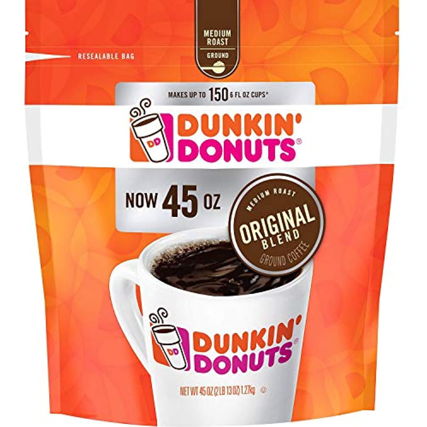 Dunkin Donuts Ground Coffee, Original Blend Medium Roast, 90 Ounce