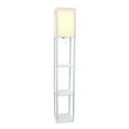 thumbnail image 3 of Simple Designs 62.5" Three Shelf Etagere Organizer Storage Floor Lamp With White Linen Shade For Living Room, Bedroom, Office, Hallway, White, With Color Changing Led Bulb Included, 3 of 6