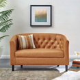 thumbnail image 2 of Pemberly Row Modern Upholstered Faux Leather Loveseat in Tan, 2 of 5