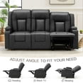 thumbnail image 3 of AECOJOY Manual Reclining Sofa with Cup Holders&Side Pockets, PU Leather Home Theater Seating, 3 Seat Recliner Chair for Adults-Black, 3 of 7