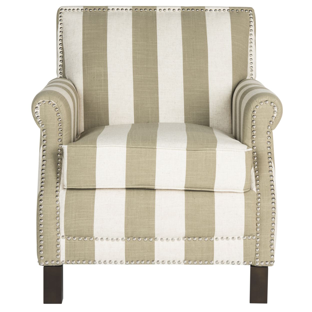 SAFAVIEH Easton Rustic Glam Upholstered Club Chair w/ Nailheads, Olive/White - image 2 of 7