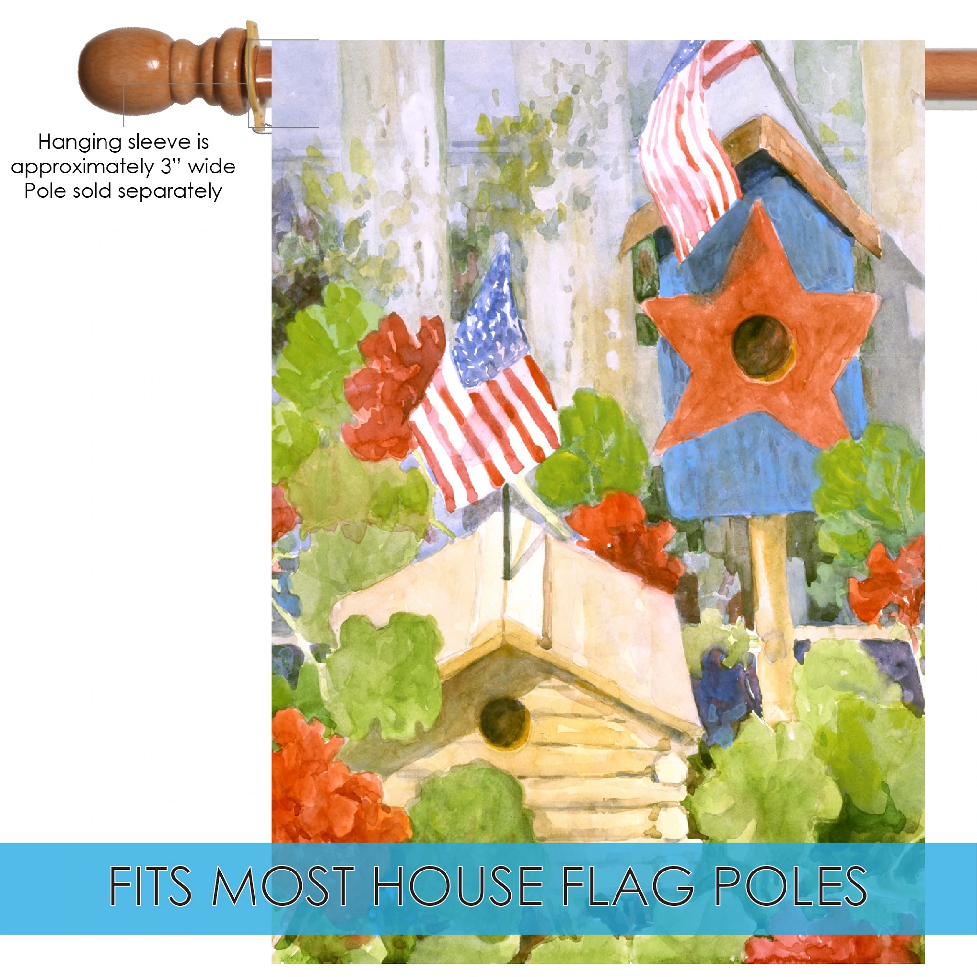 Toland Home Garden Star-Spangled Birdhouse House Flag - image 5 of 5