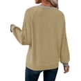 thumbnail image 6 of TEMOFON Womens Sweatshirts Colorblock Long Sleeve Shirts for Fall Tops V Neck Winter Clothes Loose Fitting Tops for Women Brown S, 6 of 9