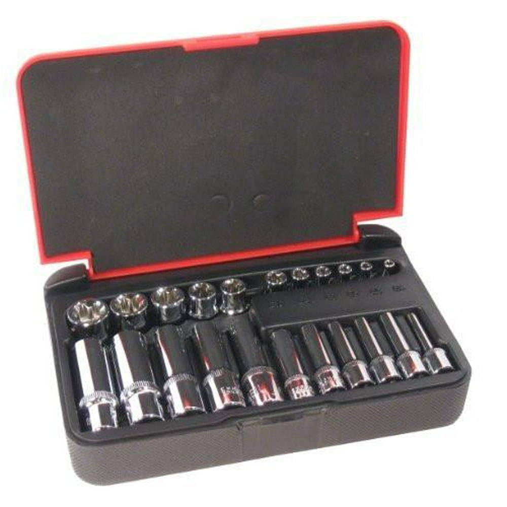 22pc. 1/4" & 3/8" Dr. Female Torx Tork E Socket Set