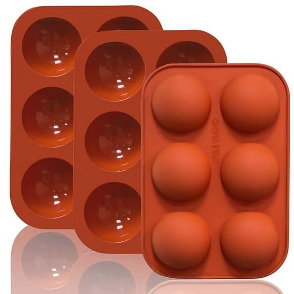 Lerykin 6 Trous Moules en Silicone Demi-Sphère Moyen, 3 Packs Demi-Sphère Moules de Cuisson en Silicone pour Faire du Chocolat, Gâteau, Gelée, Mousse Dôme