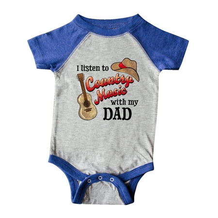 

Inktastic I Listen to Country Music with my Dad Guitar and Hat Gift Baby Boy or Baby Girl Bodysuit