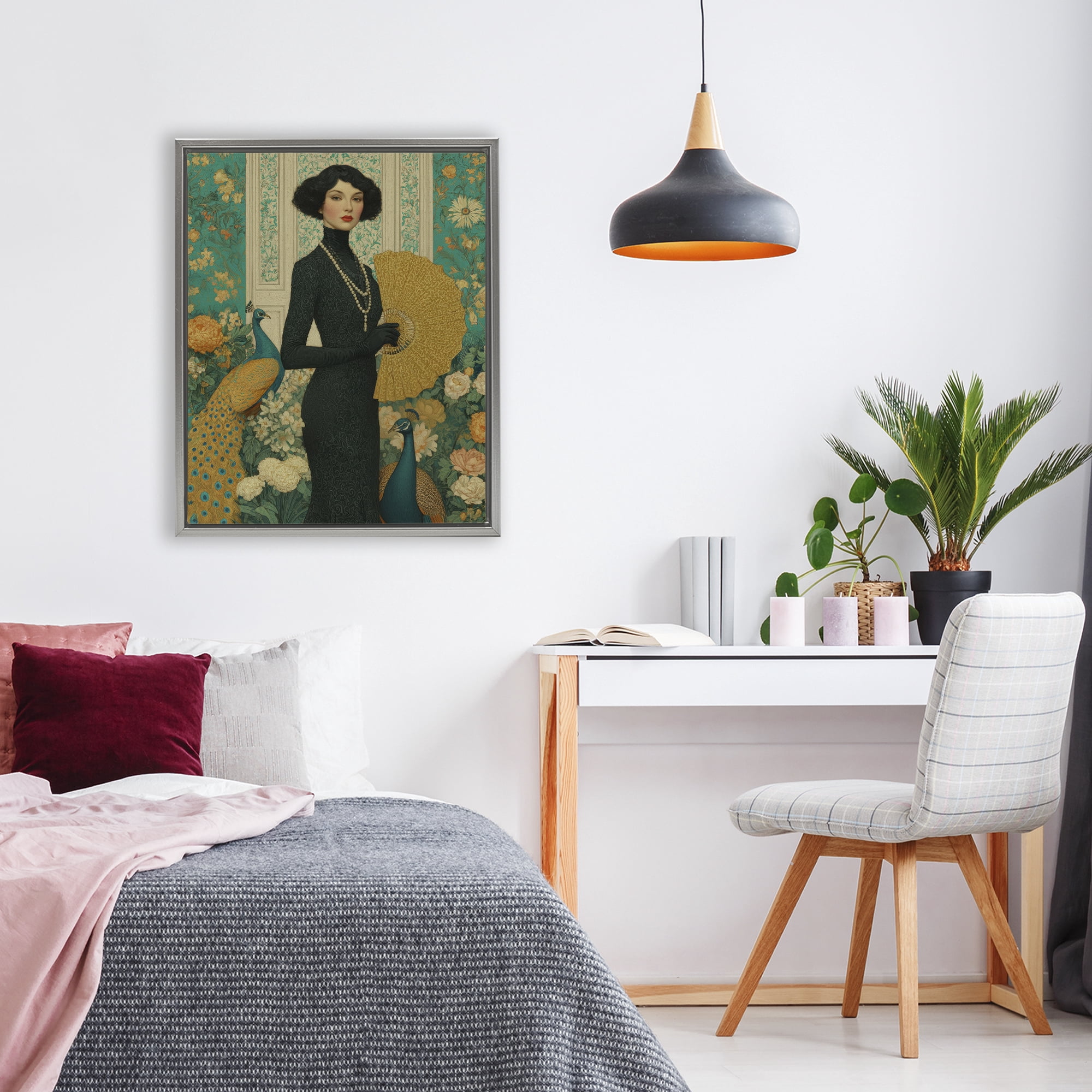Stupell Industries Floral Velvet Reign Gray Framed Floater Canvas Wall Art, design by A Barefoot Stylist
