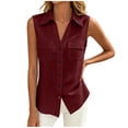thumbnail image 2 of Yievot Womens Button Down Sleeveless Shirt with Pockets Collared Casual Summer Office Workwear Tops, 2 of 8