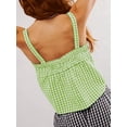 thumbnail image 4 of Women Y2k Tank Top Spaghetti Strap Peplum Camisole Sleeveless Tie Front Ruffle Hem Top Streetwear Green S, 4 of 6