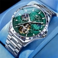 thumbnail image 3 of OLEVS Automatic Watches for Mens Starry Sky Skeleton Tourbillon Self Winding Mechanical Moon Phase Luminous Waterproof Luxury Dress Mens Wrist Watches Gifts Reloj Para Hombre Black/Blue/Green, 3 of 13