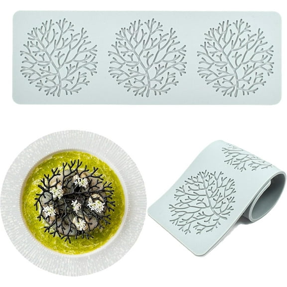 Tuile Molds Silicone (2 PCS) Lace Fondant Molds Set with Hollow 3D Beehive Candy Molds for Baking, Resin, Polymer Clay, Sugar Craft Dessert Cupcake Cake Decorating - Tree Branch