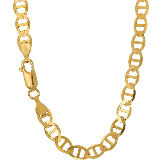 14k Real Yellow Gold Solid Mariner 3mm Chain Anchor Link Necklace (22") Italian Jewelry for Men